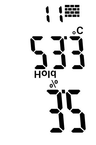 Mittausarvo säilytetään; valmis mittaukseen Lämpötila, C