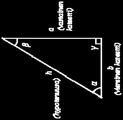 Kun tiedämme matkan (oheisen kolmion hypotenuusa h), jonka olemme kulkeneet ja suunnan (oheisen kolmion kulma β), voimme laskea mihin pisteeseen olemme päätyneet kartalla.