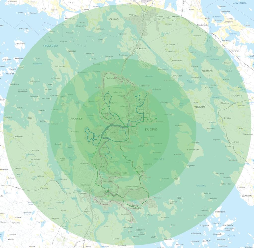 Biokaasulla voidaan liikennöidä etäämmälle (> 20 km/sivu) linjoilla, joilla on melko paljon liikennettä. Biokaasulla liikennöinnille ei ole rajoitteita harvan tankkausasemaverkoston lisäksi.