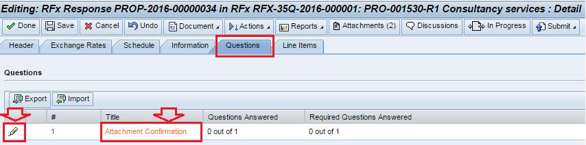 Questions (Kysymykset) ja valitse Attachment Confirmation (Liitteiden