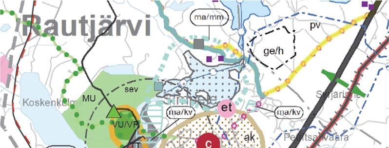 41 3.1.10.3 Simpele Simpeleen n. 9 km mittainen ohitus oikaisee ratageometriaa noin 1,1 km verran (km 361+000 370+240).