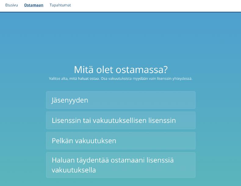 8. Mikäli haluat ostaa itsellesi myös kilpailulisenssin, klikkaa uudestaan valikkoa