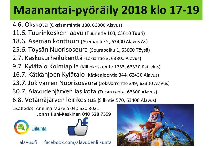 tiistai 8.5.2018 tiistai 22.5.2018 tiistai 5.6.2018 Ponnenjärvi Nonstop -juoksu la 12.5.2018 klo 10.00-22.