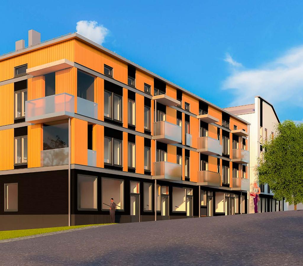 7 Korkeat ikkunat tuovat valoa ja avaruutta! Asunto Oy Kuion aara Korttelin värimaailma noudattaa ympäröivien vanhojen rakennusten henkeä: keltaokraa, punamultaa ja valkoista.