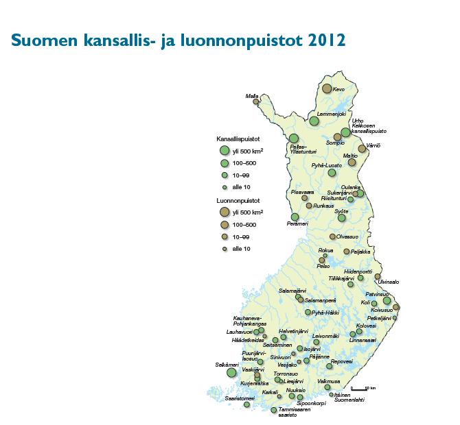 BIOS 3 jakso 3 Suomessa luonnonsuojelualueiden perusverkoston muodostavat kansallis- ja luonnonpuistot. Kansallispuistoissa on retkeilyreittejä sekä palveluita.