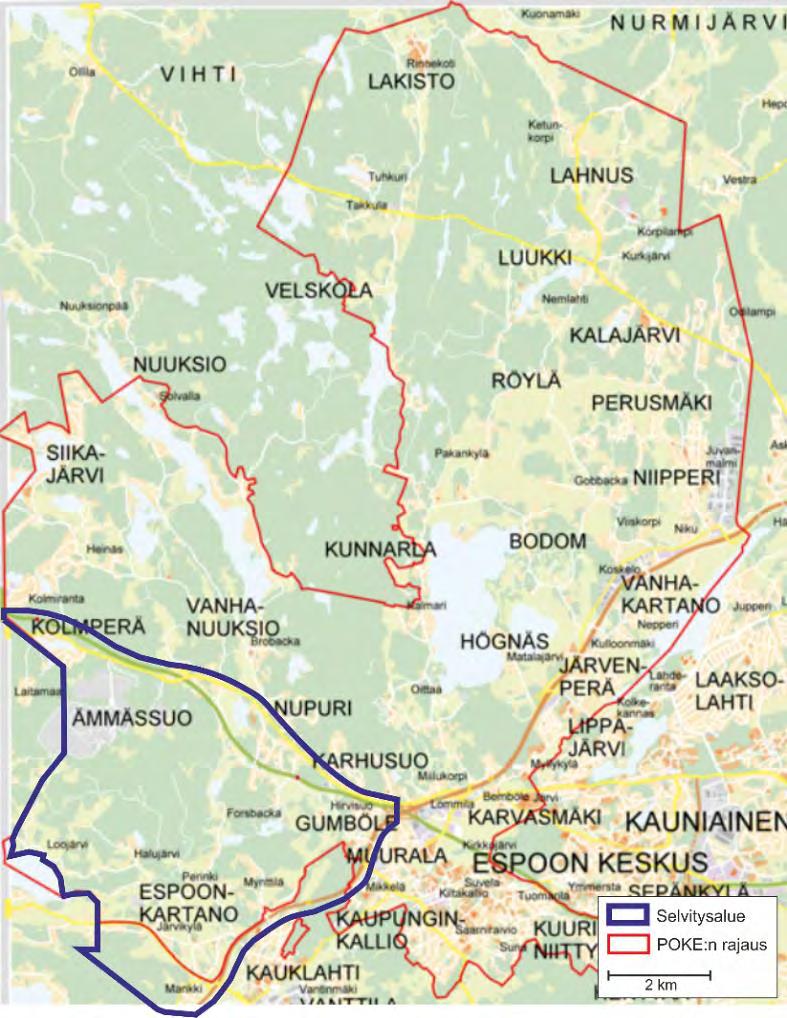2 TYÖN TOTEUTUS JA LÄHTÖAINEISTOT 2.1 Ohjausryhmä Työn tilaajana on kaavaluonnoksen laatimisesta vastaava Espoon kaupunkisuunnittelukeskus (KSK).