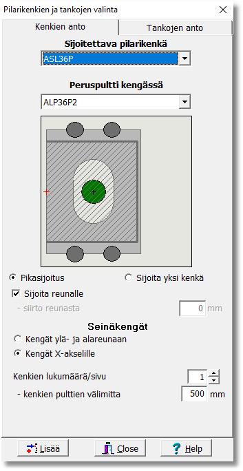 20 5.3.4 Kenkien ja pulttien sijoitus liitokseen 1. Kenkien sijoitus Liitokseen sijoitetaan kengät ja pultit kuvan 14 oikean puolen valikoilla.