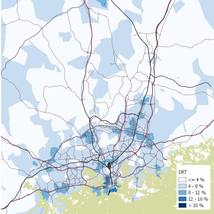 Tarkastelut suoritettiin seuraavilla kulkutapakohtaisilla lähtöarvoilla: Henkilöauto Kilometrikustannus 0,19 /km, perustuen auton muuttuviin kilometrikustannuksiin.