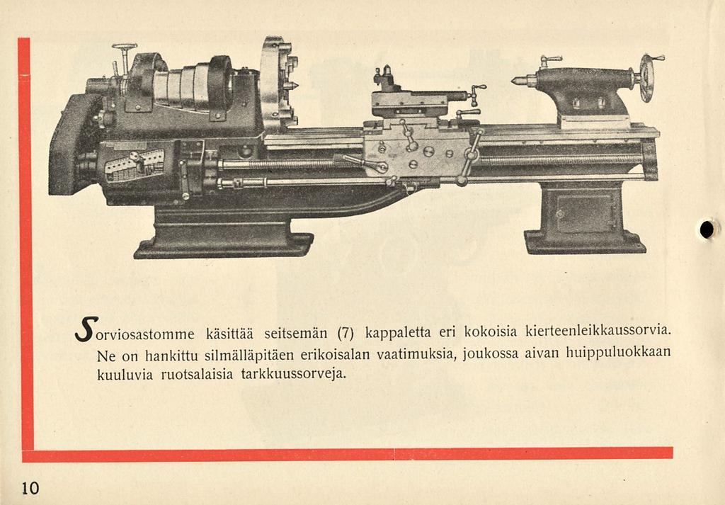 vjorviosastomme käsittää seitsemän (7) kappaletta eri kokoisia kierteenleikkaussorvia.