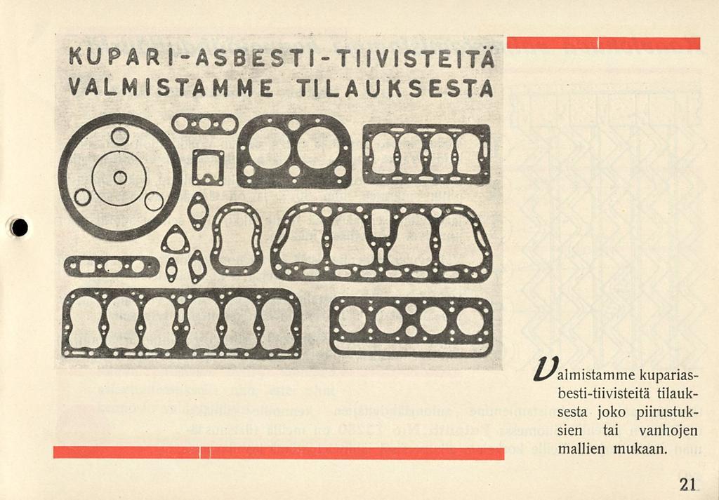 KUPARI-ASBESTI-TIIVISTE ITÄ VALMISTAMME TILAUKSESTA
