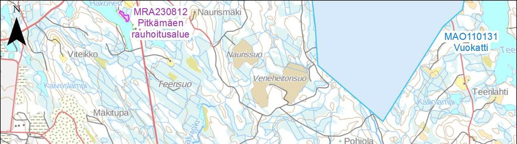 46 Kuva 6-12. Luonnonsuojelualueet kaivospiirin läheisyydessä (SYKE 2018c-d) 6.