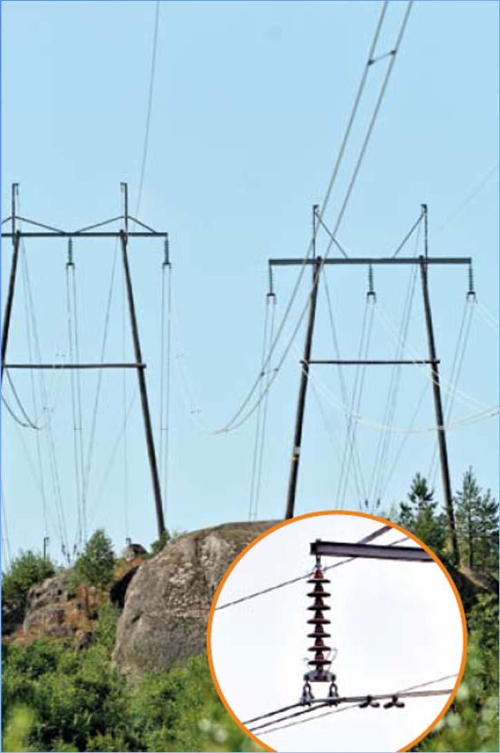 110kV ilmalinja 110 kilovoltin avojohdossa on tavallisesti 3 vaihejohdinta (tai johdinparia) ja 2 ukkosjohdinta.