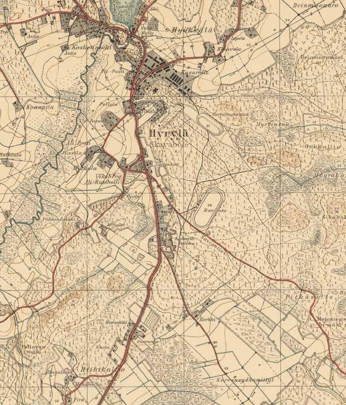 Hyrylä ja Hyökkälän kylä vuonna 1936 laaditussa