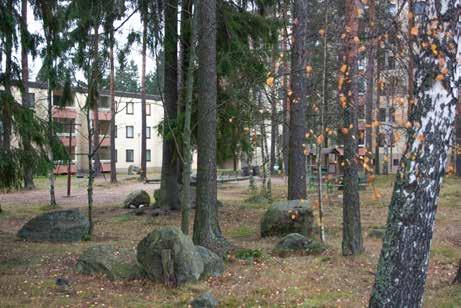 pääasiassa metsäiselle pihalle päin.