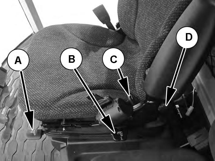 ISTUIMEN säädöt Mekaninen istuin(kuva K2a) Etäisyyttä säädetään vapauttamalla lukitus istuinosan alla olevalla vivulla A. ja siirtämällä istuinta haluttuun suuntaan.