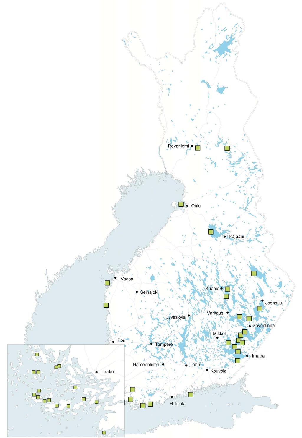 Lauttapaikat 01.08.2007 1. Alassalmi, Vaala 2. Arvinsalmi, Rääkkylä 3. Barösund, Inkoo 4. Bergö, Maalahti 5. Eskilsö, Kaskinen 6. Hanhivirta, Enonkoski 7. Hirvisalmi, Juuka 8.