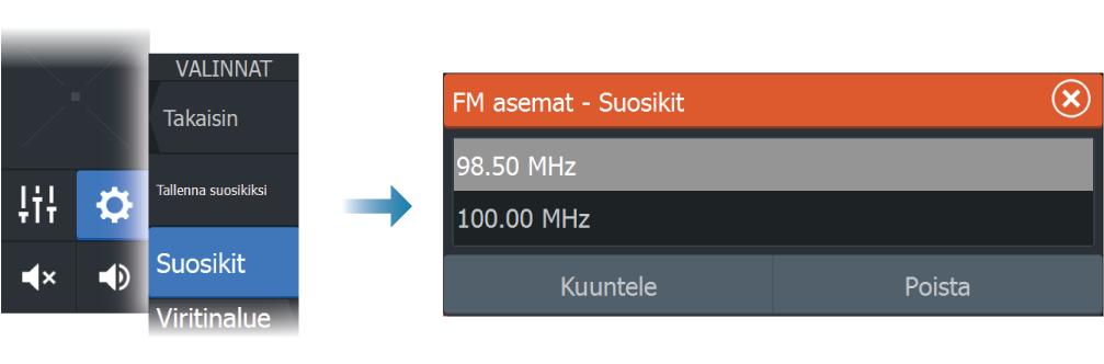 AM/FM-radion käyttö Virittimen alueen valinta Ennen kuin voit käyttää FM-, AM- tai VHF-radiota, valitse sijainnillesi oikea alue.