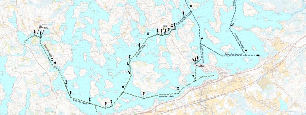 Ruopattavat ja räjäytettävät kohteet on ryhmitelty seitsemään ruoppauskohteeseen. Ruoppauskohteen RK6 luiskien kaltevuus on 1:6.