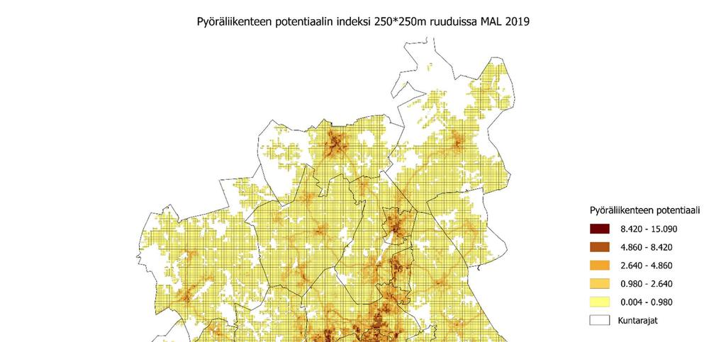 35 Useissa Helsingin seudun kunnissa on kunnianhimoisia kasvutavoitteita pyöräliikenteelle: esimerkiksi Helsinki pyrkii nostamaan pyörämatkojen osuuden nykyisestä noin 10 prosentista 15 prosenttiin