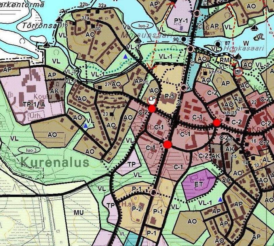 Kaavaehdotuksessa valtatiellä on uusi liittymä Kurenalan koulun kohdalla.