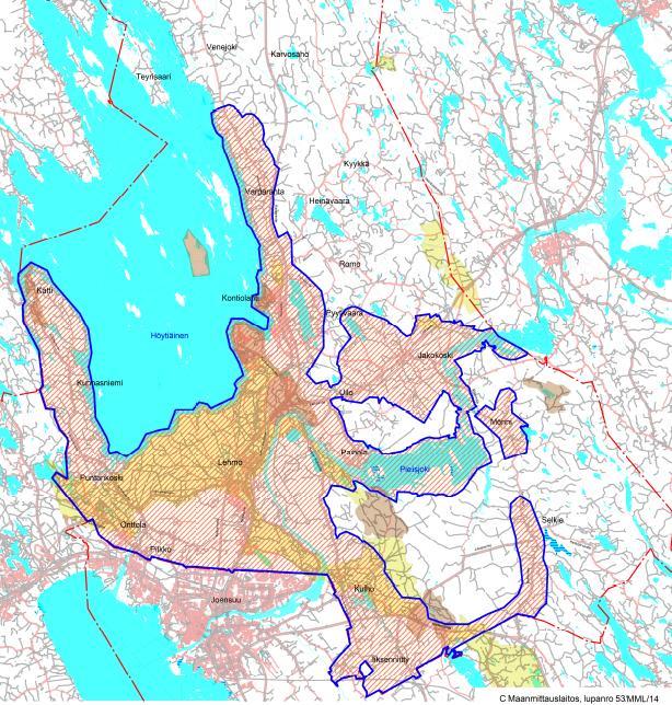 24 Kuva 7. Kontiolahden suunnittelutarvealue 3.10 Rantarakentamisen ohjaaminen 3.10.1 Kaavoitetut alueet Kontiolahden kunnassa rantarakentamista ohjataan ensisijaisesti kaavoituksella: ranta-asemakaavoilla ja rantaosayleiskaavoilla.