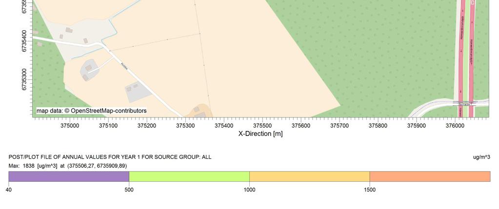 Oy MODELER: FILAHD SCALE: 0 0,1 km MAX: 1838 ug/m^3 DATE: 7.5.