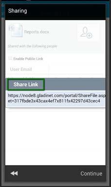 Show Share Link (ketju-ikoni) Tästä napauttamalla pääsee asettamaan jaon URL-linkin