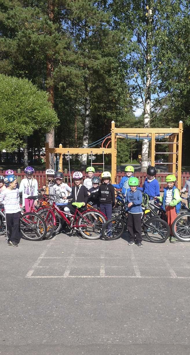 Kannustaa pyöräilyyn - Pyöräily sallittu: koulut eivät saa rajoittaa lasten kulkutapoja - Pyöräpysäköinti kuntoon - Yhteiskäyttöpyörät - Pyöräily osaksi koulupäivää, esim.