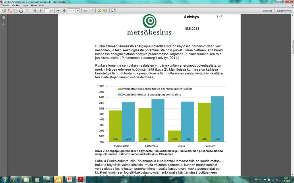 Energiapuupotentiaali Punkalaitumella on