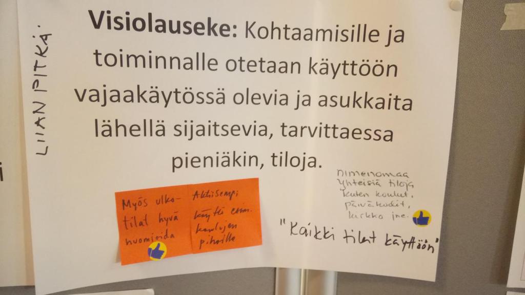 Perustele miksi visiolauseke ei ole hyvä, ehdota uutta / parempaa muotoilua: Miten voidaan todeta, että kaupunginosan kehitys vie kohti visiolauseketta (kirjaa odotettuja konkreettisia tekoja,