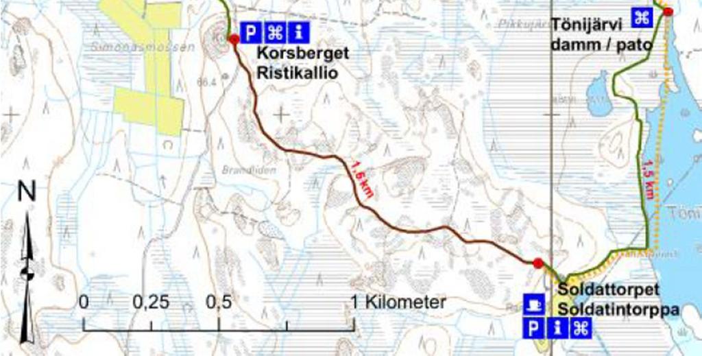 Virallisten virkistyskäyttökohteiden lisäksi hankealueen ja lähialueiden virkistyskäyttöön kuuluvat myös mm.