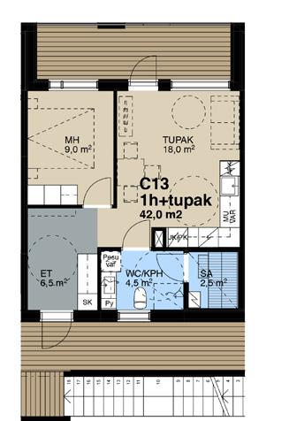 Puhuri C13, 2h+k+s, 42,5 m2