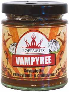 Koko: 360 g Tulisuus: 1/10 VAMPYREE - SAVUSTET- TU VALKOSIPULI & CHILI Vampyree on tomaattipohjainen pyree, joka