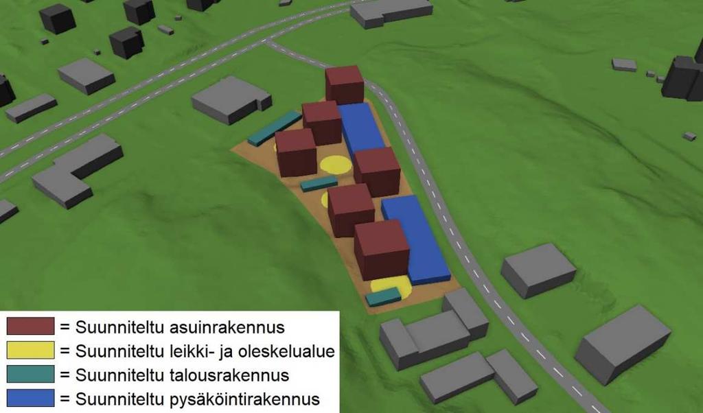 Molemmissa vaihoehdoissa on kaava-alueelle suunnielu oeueavan yheensä kuusi pisealoa.