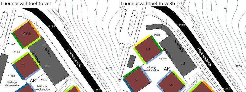 Tieliikennemeluselviys Asemakaavan muuos A-2701, Hirsimesänie 5 ja 7, Lahi PR44-Y01 28.5.2018 Julkisivun kokonaisäänenerisävyysvaaimus ei ole sama asia kuin yksiäisen rakennusosien, kuen ikkunoiden, äänenerisävyys.