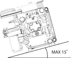 HKR-KOMPRESSORIN ASENTAMINEN 4.3.1. SUURIMMAT SALLITUT KALLISTUKSET DYNASET Hydraulisen ruuvikompressorin suurin sallittu kallistuskulma on 15 o kaikkiin suuntiin.