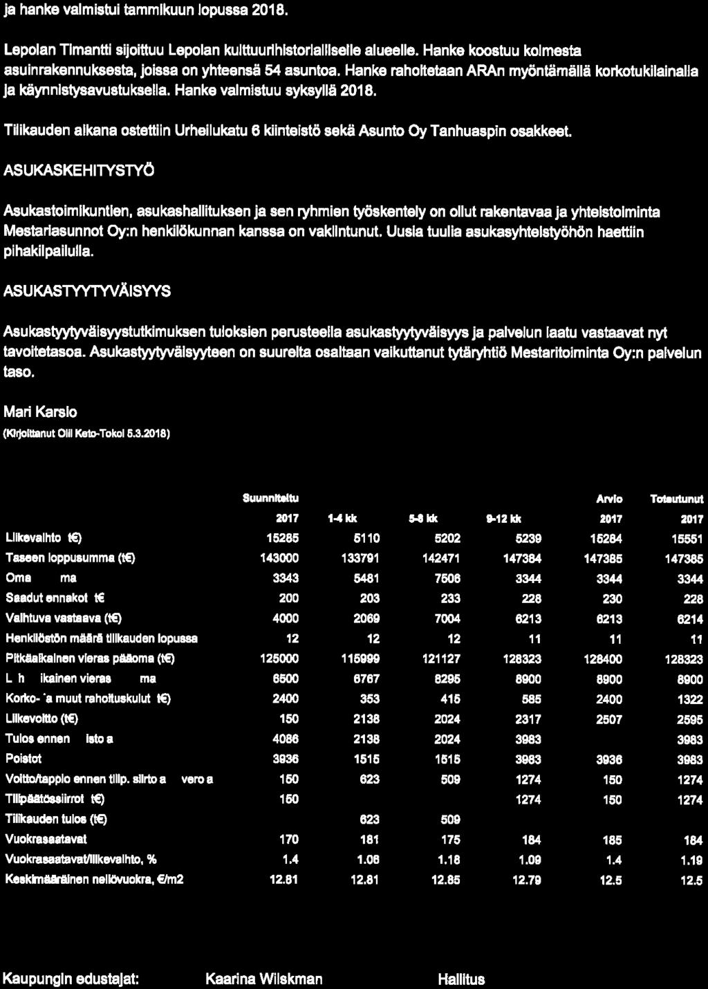 ^! ^RYENPAA CKNVOINAIhI» NUITTUUMIIAUVUNIII 27. 04. 2018 Tilikausi: ja hanke valmistui tammikuun lopussa 2018. Lepolan Timantti sijoittuu Lepolan kulttuurihistorialliselle alueelle.