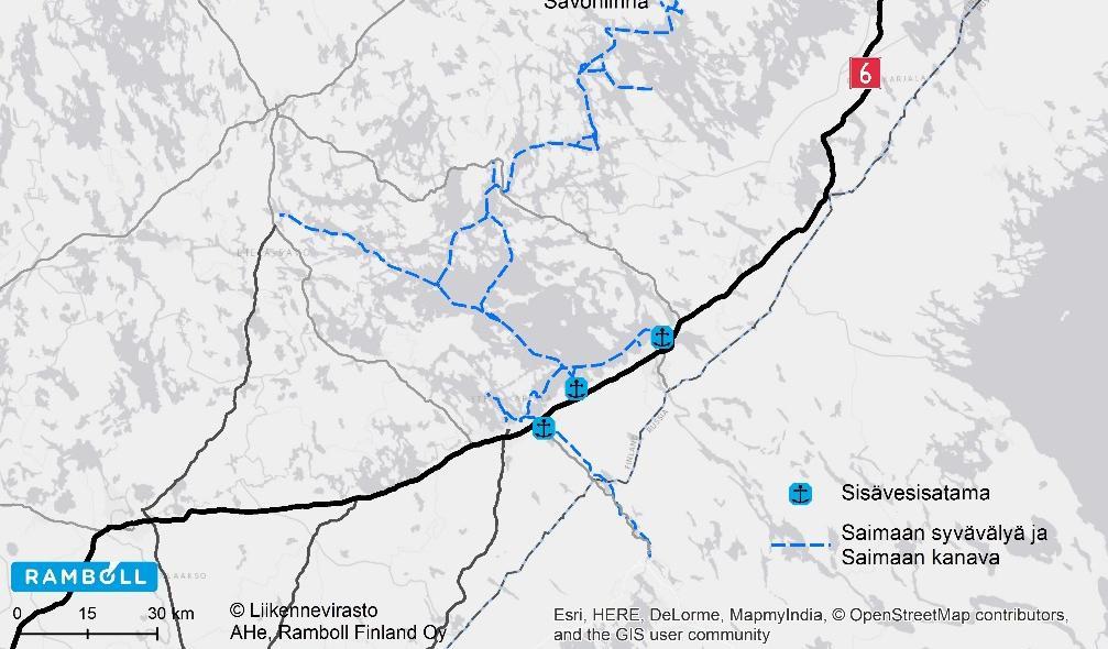 ympärivuotisesti Saimaan kanava ja sisäsatamat eivät kuulu TEN-T ydinverkkoon 6-käytävällä syväväylään kytkeytyviä satamia on viisi.