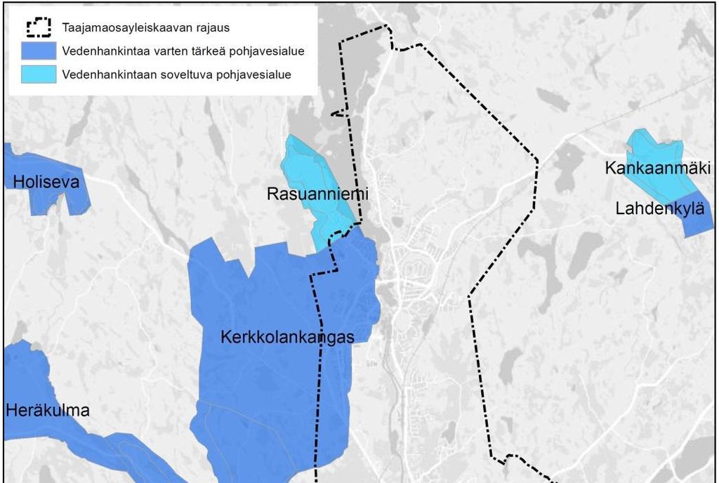 9 Kuva 2-3. Pohjavesialueet. (lähde: Oiva-paikkatietopalvelu) 2.2.5 Maa- ja metsätalous Taajamarakenteen ympärillä harjoitetaan maa- ja metsätaloutta.