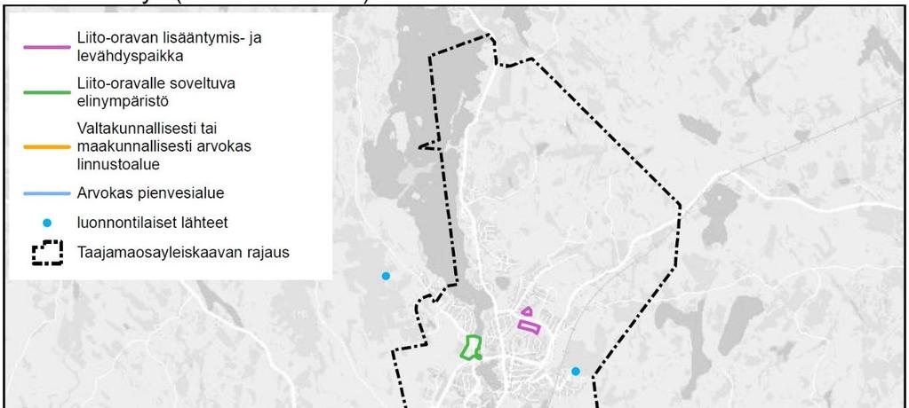 13 Kuva 2-5. Kaavakartalle merkityt arvokkaat luontokohteet.