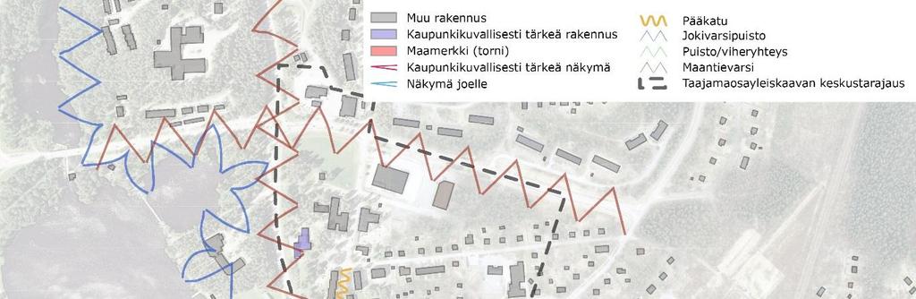 39 asuinkortteleita, rautatieasema sekä keskustan viereiset päivittäistavarakaupat (Lidl, S-market, Citymarket).
