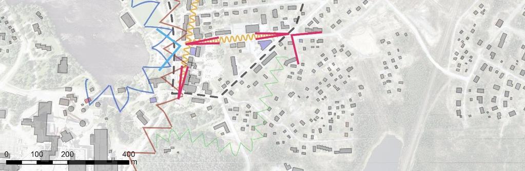 Kolmas keskustaan tukeutuva vyöhyke muodostuu omakotiasutusta tiiviimmistä alueista, joilla sijaitsee mm. kerrostaloja, työpaikkoja ja kouluja.