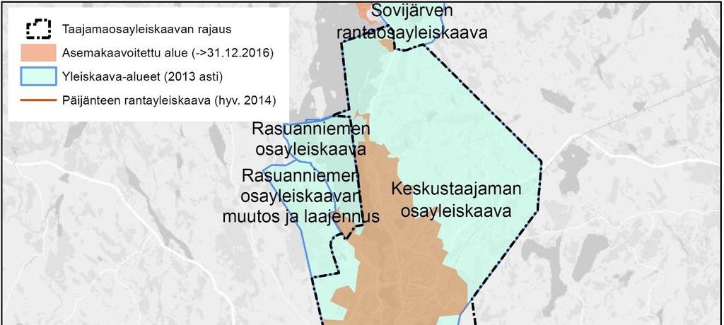 62 Kuva 2-28. Voimassa olevat yleiskaavat ja asemakaavoitettu alue. 2.6.5
