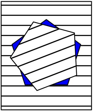 Kuvassa on tilanne ensimmäisen käännöksen jälkeen. Miltä tilanne näyttää, kun viisikulmio osuu ensimmäistä kertaa aukkoonsa? (A) (B) (C) (D) (E) 27.