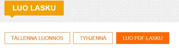 Laskun tarkistaminen ja lähettäminen Kun laskun tiedot on luotu ja pakolliset tiedot tallennettu oikeassa muodossa, aktivoituu yläreunassa LUO PDF-LASKU