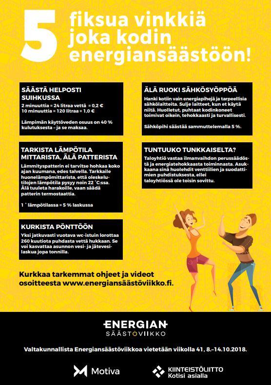 Energiansäästöviikko Haastamme kaikki Suomen taloyhtiöt mukaan hukkajahtiin Energiansäästöviikolla 8.-14.10.2018.