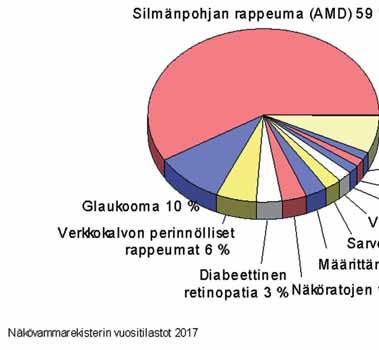 taa lähes 4 %. Sokeisiin luokiteltavista ryhmistä syvästi heikkonäköisten (WHO-luokka 3) osuus on 11 % ja lähes sokeiden (WHO-luokka 4) osuus lähes 9 %.