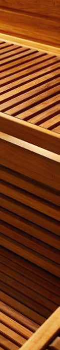 Lauteiden materiaaliksi on valittavissa abachi, tervaleppä, haapa tai lämpökäsitelty haapa. Selkänojat ja välisuojat ovat samaa puumateriaalia kuin lauteet.