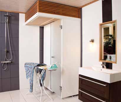 30 HARVIA SAUNASISUSTUS Harvia SmartFold -kylpyhuonesauna Kylpyhuoneen neliöt tehokäyttöön Tästä alkaa kylpyhuoneen tilankäytön uusi aikakausi.