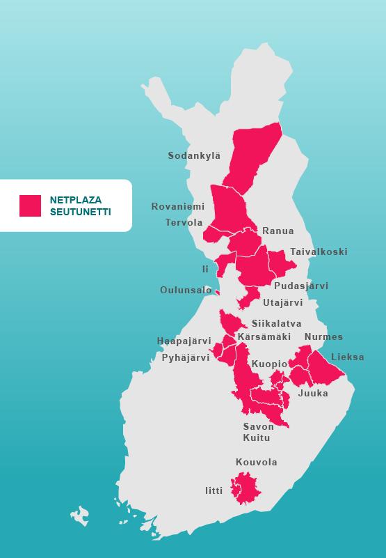 Pielisverkko (Nurmes ja Lieksa) Kymijoen Kyläkuitu (Kouvola ja Iitti) Savon Kuitu Ilonet (Ilomantsi) Tervolan Palveluverkot Oy NKV Rovaniemi Iin Energia Kaakamon